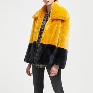 French Connection Sebille ColorBlocked FauxFur Jac